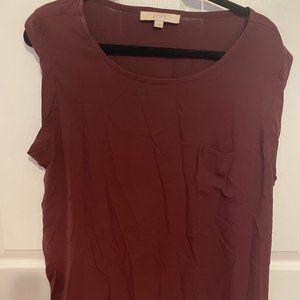 Dark Red Short Sleeve Blouse